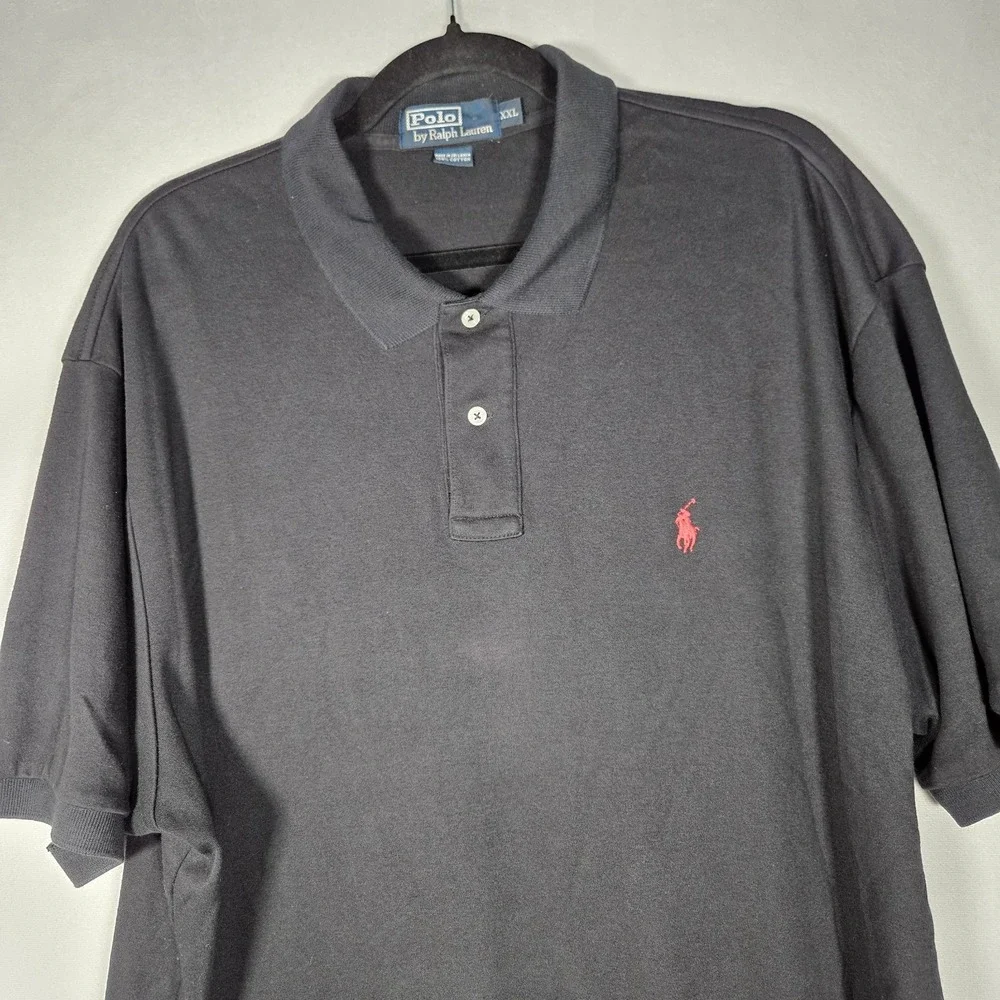 Polo Ralph Lauren Polo Shirt Men XXL Black Cotton Performance Preppy Short Sleev
